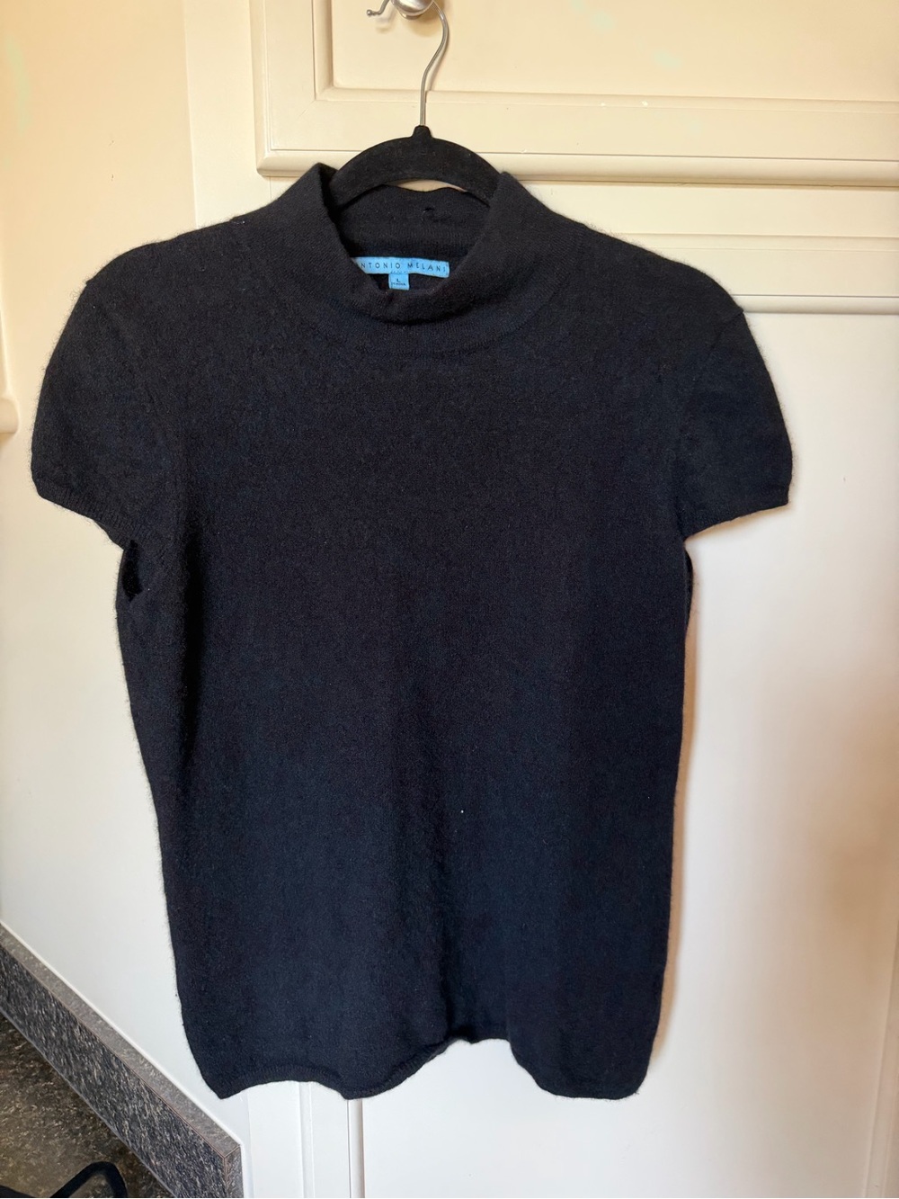 ANTONIO MELANI Black Short-Sleeve Turtleneck Sweater